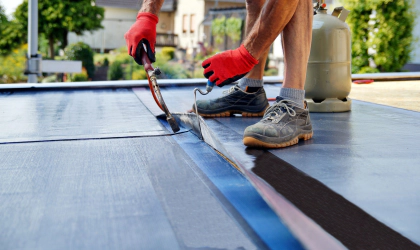 ongoing installation of epdm roofing membrane